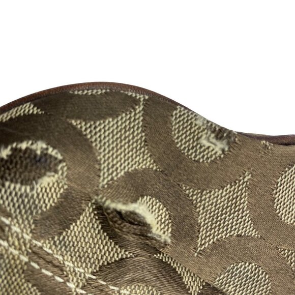 Coach Signature Metallic Bronze Gold Logo Monogram Clutch Wristlet 7" x 5" FLAWS - Picture 3 of 6